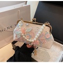 Elegant | Handmade | Vintage Glamour Chinese-Style | Embroidered Pearl Handle Bag