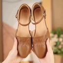 Women’s PU Leather | Mid-Heel Ankle Strap | Shoes Elegant | Comfortable | Everyday Chic