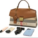 Genuine Leather Checkered Handbag | Elegant Everyday Shoulder & Crossbody Bag