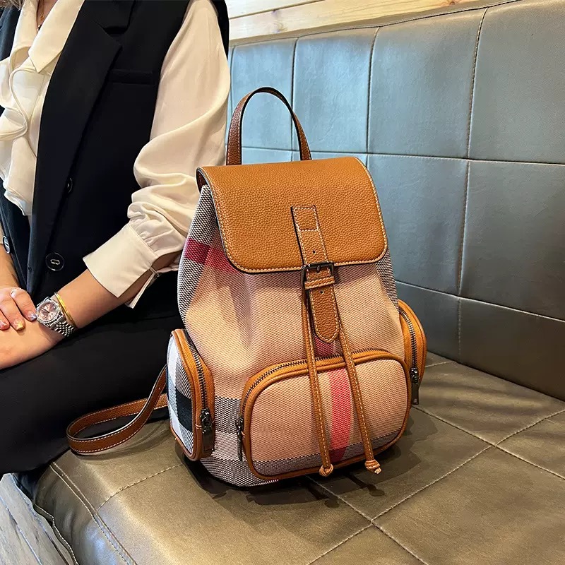 2025 Genuine Leather | Checkered Backpack