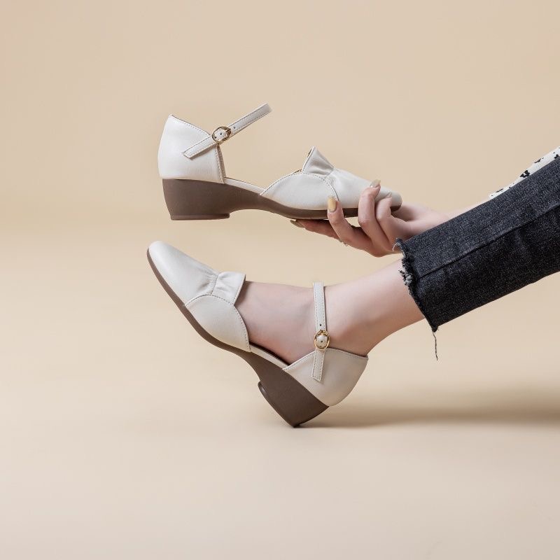 Women’s PU Leather | Mid-Heel Ankle Strap | Shoes Elegant | Comfortable | Everyday Chic