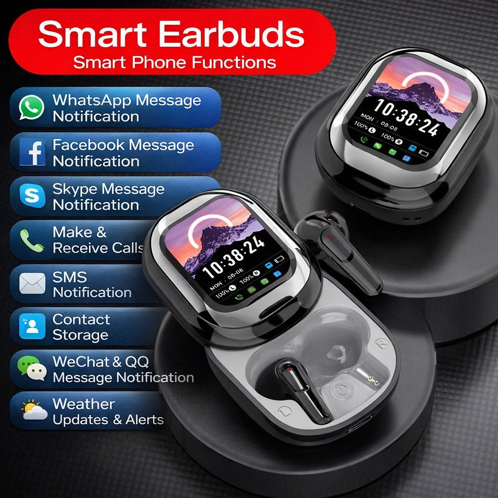 SE-One Smart TWS Earbuds with ANC & ENC | Bluetooth 5.4 Wireless Earbuds with Smart Display Charging Case