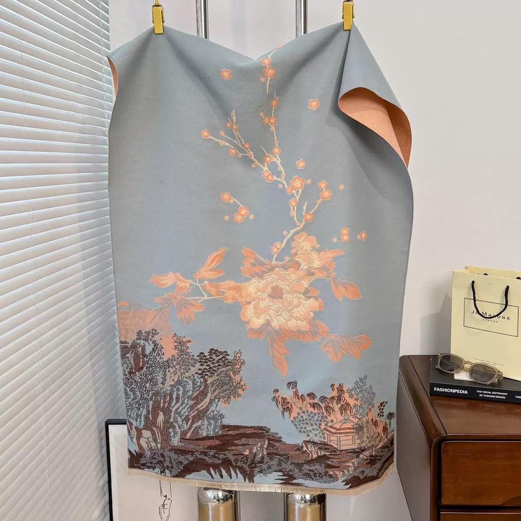 Sankrrish Cashmere-Like Jacquard Cotton Shawl | Autumn & Winter Collection